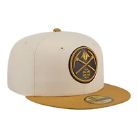 Denver Nuggets Chrome White and Bronze New Era 59FIFTY Fitted Hat
