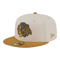 Chicago Blackhawks Chrome White and Bronze New Era 59FIFTY Fitted Hat