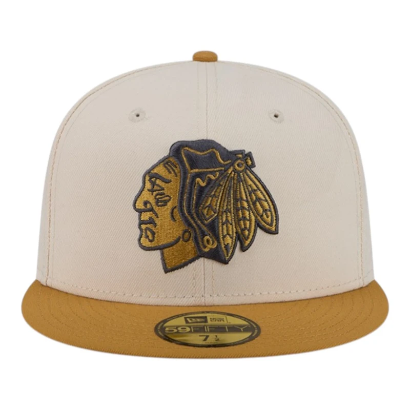 Chicago Blackhawks Chrome White and Bronze New Era 59FIFTY Fitted Hat