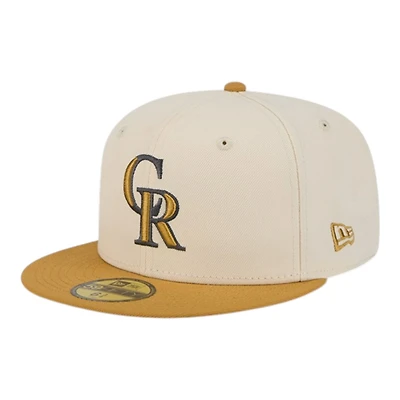 Colorado Rockies "CR" Logo Chrome White and Bronze New Era 59FIFTY Fitted Hat