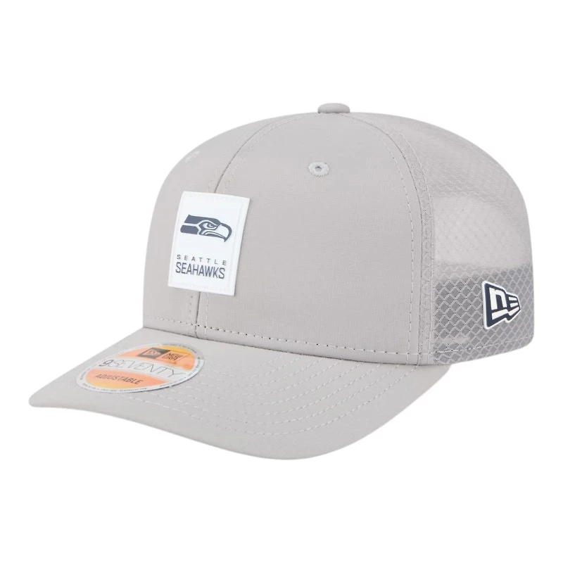 Seattle Seahawks Gray 2025 Sideline New Era 9SEVENTY Trucker Stretch Snapback Hat