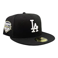 Los Angeles Dodgers Black with White LA Logo 2025 World Series Champions Patch Pink UV New Era 59FIFTY Fitted Hat