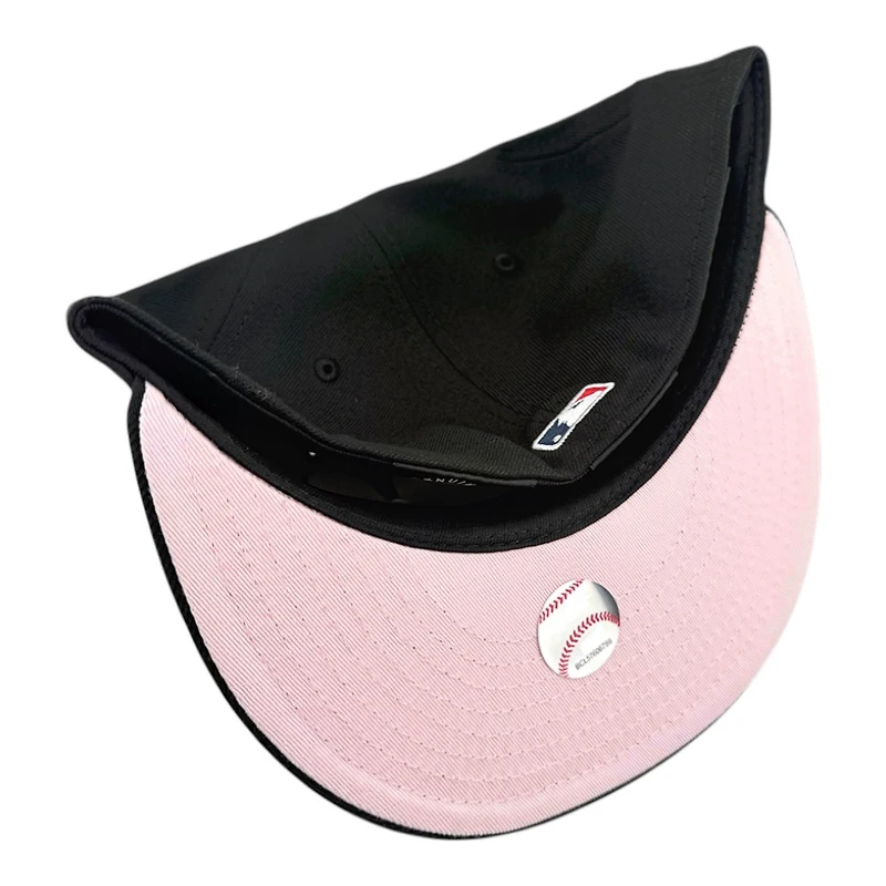 Los Angeles Dodgers Black with White LA Logo 2025 World Series Champions Patch Pink UV New Era 59FIFTY Fitted Hat