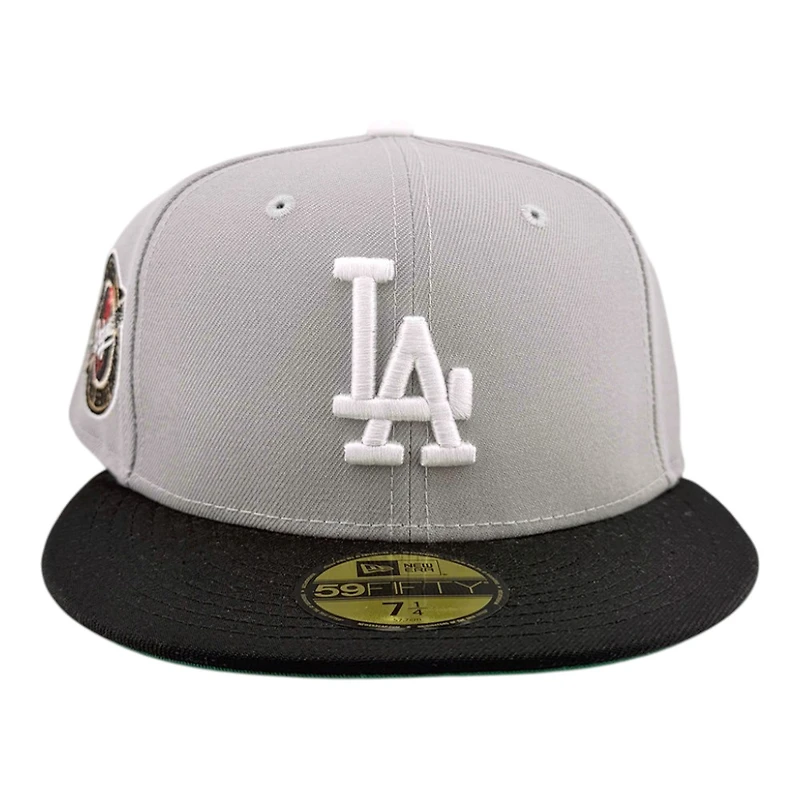Los Angeles Dodgers Gray and Black Back to Champs Circle Patch Green UV New Era 59FIFTY Fitted Hat