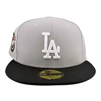 Los Angeles Dodgers Gray and Black Back to Champs Circle Patch Green UV New Era 59FIFTY Fitted Hat