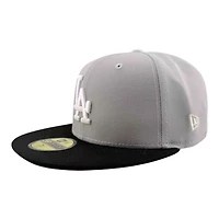 Los Angeles Dodgers Gray and Black Back to Champs Circle Patch Green UV New Era 59FIFTY Fitted Hat