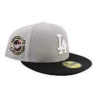 Los Angeles Dodgers Gray and Black Back to Champs Circle Patch Green UV New Era 59FIFTY Fitted Hat