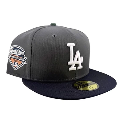 Los Angeles Dodgers Graphite and Navy 2025 World Series Champions Patch Gray UV New Era 59FIFTY Fitted Hat