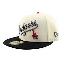 Los Angeles Dodgers Chrome and Black Script Logo 2025 World Series Champions Patch Gray UV New Era 59FIFTY Fitted Hat