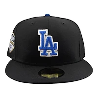 Los Angeles Dodgers Black with Royal Blue LA Logo 2025 World Series Champions Patch Gray UV New Era 59FIFTY Fitted Hat