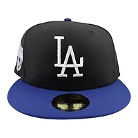 Los Angeles Dodgers Black and Royal Cooperstown Logo Back to Champs Diamond Patch New Era 59FIFTY Fitted Hat