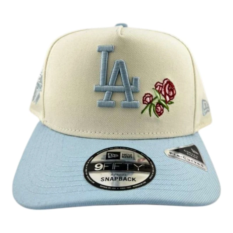 Los Angeles Dodgers Off White and Light Blue "Bloom Collection" 50th Anni Patch 9FIFTY A-Frame Snapback Hat