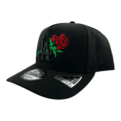 Los Angeles Dodgers Black on Black "Bloom Collection" 9FIFTY A-Frame Snapback Hat
