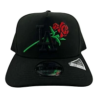 Los Angeles Dodgers Black on Black "Bloom Collection" 9FIFTY A-Frame Snapback Hat