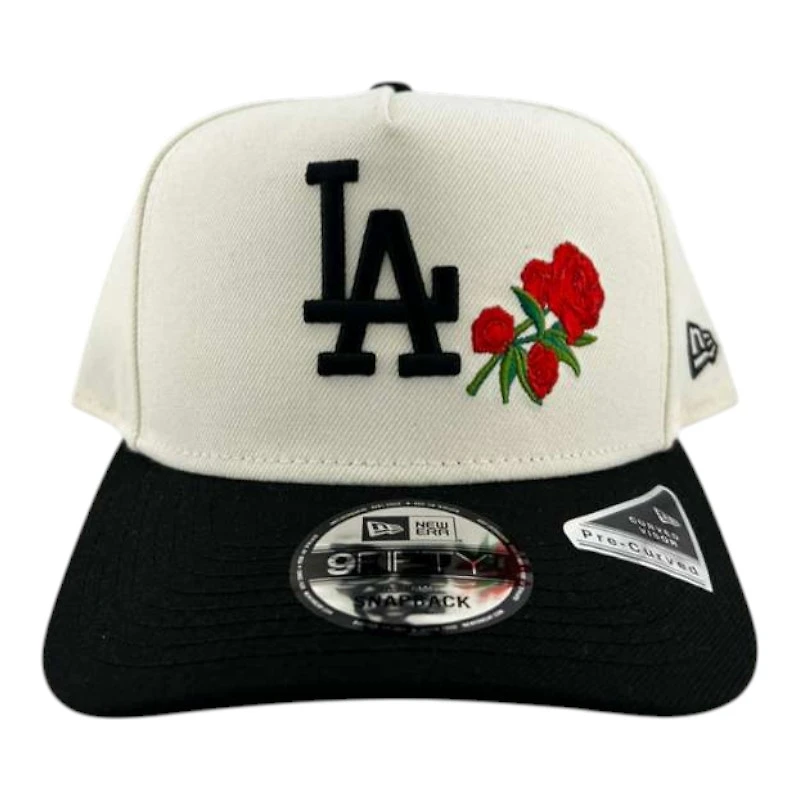 Los Angeles Dodgers White and Black "Bloom Collection" 9FIFTY A-Frame Snapback Hat