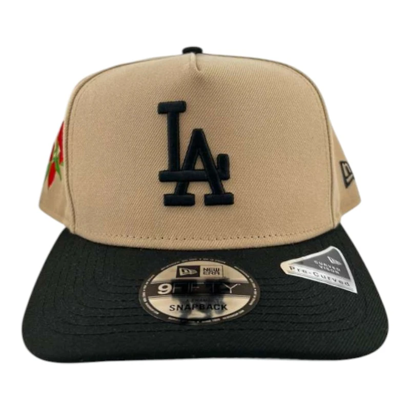 Los Angeles Dodgers Khaki and Black  "Bloom Collection" 9FIFTY A-Frame Snapback Hat