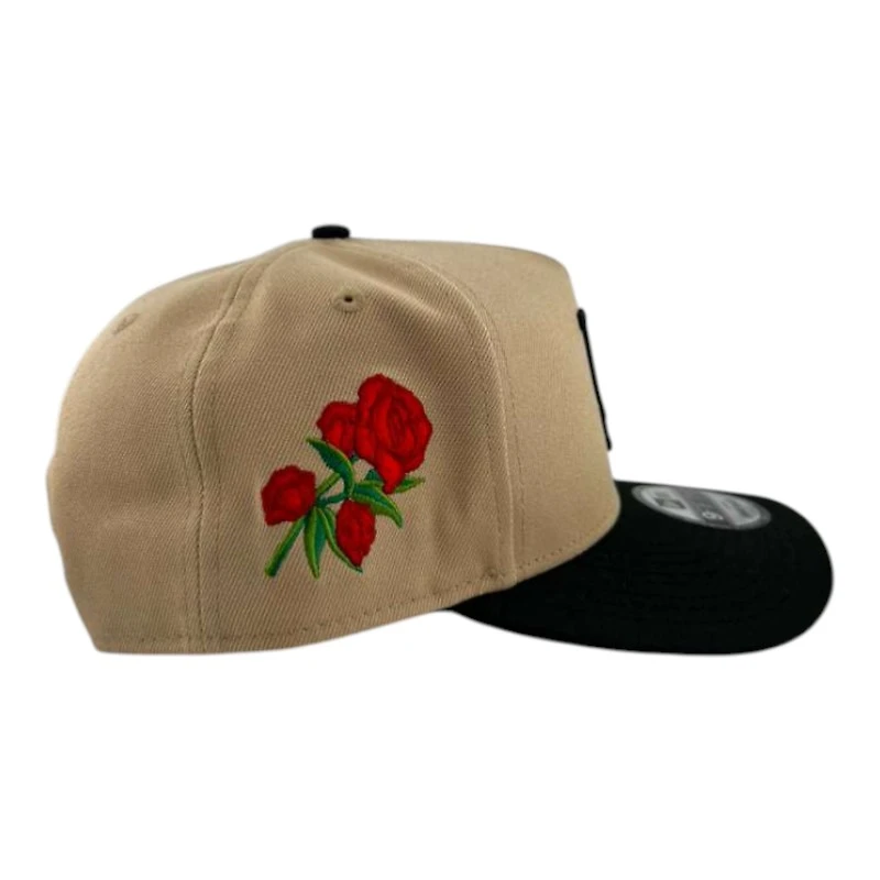 Los Angeles Dodgers Khaki and Black  "Bloom Collection" 9FIFTY A-Frame Snapback Hat
