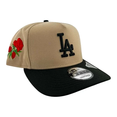Los Angeles Dodgers Khaki and Black  "Bloom Collection" 9FIFTY A-Frame Snapback Hat