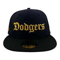 Los Angeles Dodgers Navy and Black with Batterman Side Patch Gray UV New Era 59FIFTY Fitted Hat