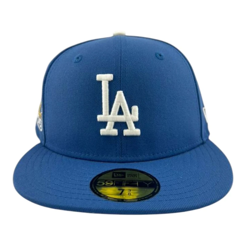 Los Angeles Dodgers Indigo "Opening Day" Back to Champs Patch Gray UV New Era 59FIFTY Fitted Hat