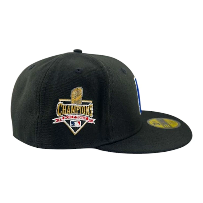 Los Angeles Dodgers Black "Opening Day" 2025 Champs Patch Royal UV New Era 59FIFTY Fitted Hat