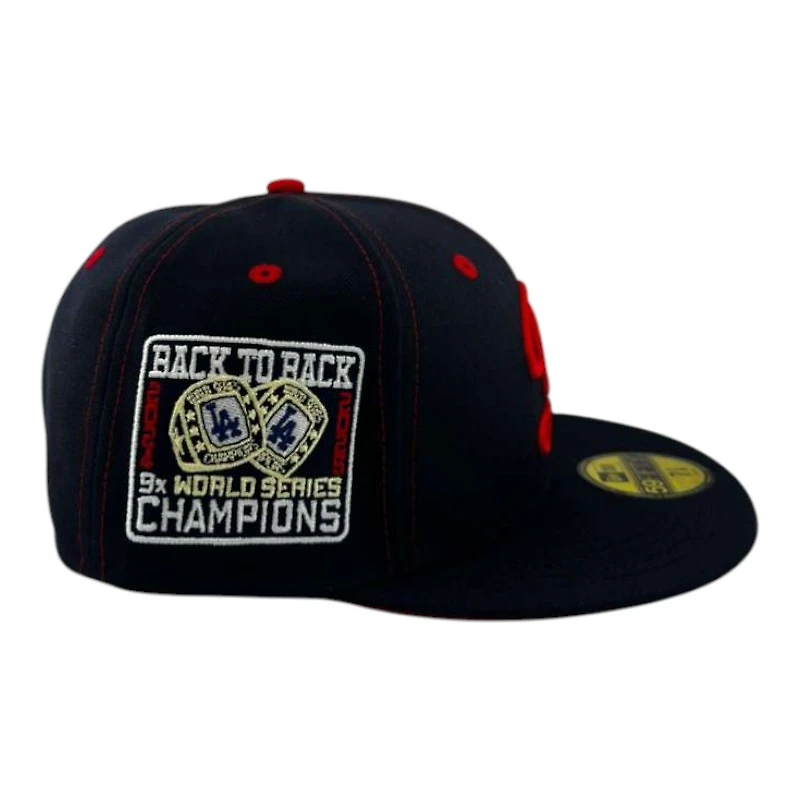 Los Angeles Dodgers Navy "Opening Day" Back to Champs Patch Red UV New Era 59FIFTY Fitted Hat