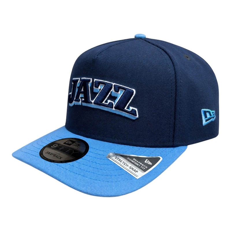 Utah Jazz Blue Two Tone Wordmark Logo NBA New Era 9FIFTY A-Frame Snapback Hat