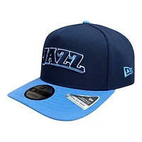 Utah Jazz Blue Two Tone Wordmark Logo NBA New Era 9FIFTY A-Frame Snapback Hat