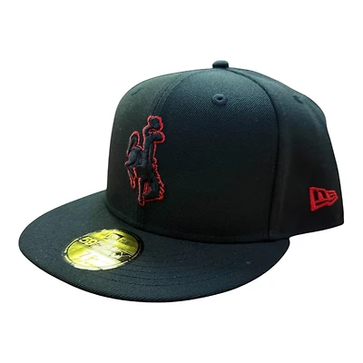 Wyoming Cowboys Red on Black with UV New Era 59FIFTY Fitted Hat
