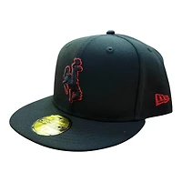 Wyoming Cowboys Red on Black with UV New Era 59FIFTY Fitted Hat