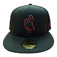 Wyoming Cowboys Red on Black with UV New Era 59FIFTY Fitted Hat