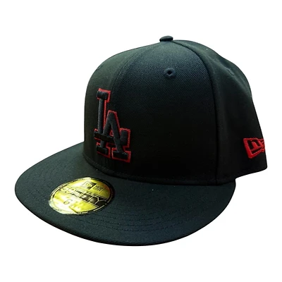 Los Angeles Dodgers Red on Black with UV New Era 59FIFTY Fitted Hat