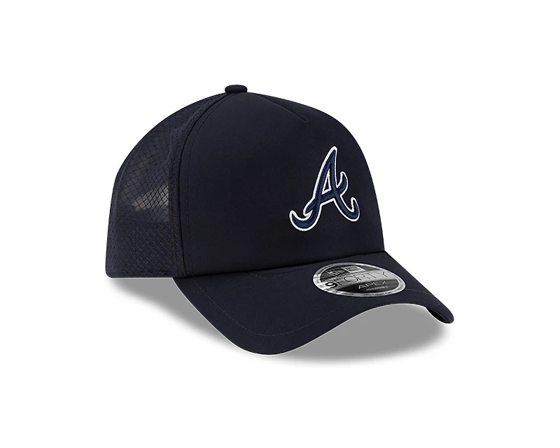 Atlanta Braves Navy 2026 Batting Practice New Era 9FORTY Apex Trucker Adjustable Hat