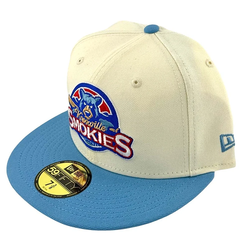 Knoxville Smokies Chrome and Light Blue Southern League Patch Gray UV New Era 59FIFTY Fitted Hat