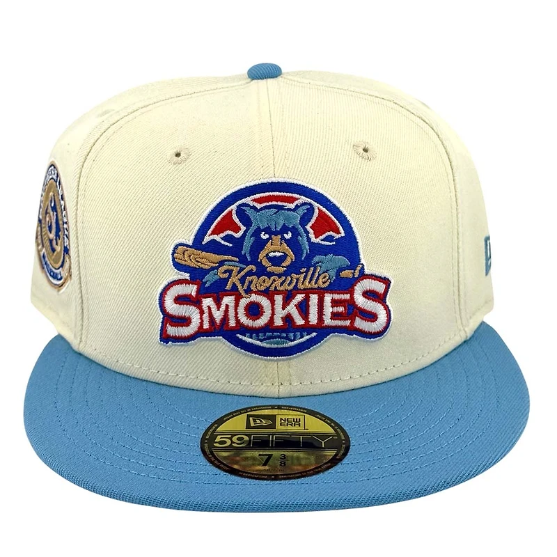 Knoxville Smokies Chrome and Light Blue Southern League Patch Gray UV New Era 59FIFTY Fitted Hat