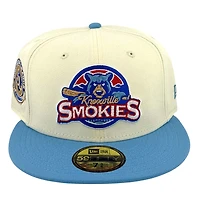 Knoxville Smokies Chrome and Light Blue Southern League Patch Gray UV New Era 59FIFTY Fitted Hat