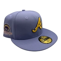 Atlanta Braves Lavender Atlanta-Fulton Park Patch Gray UV New Era 59FIFTY Fitted Hat