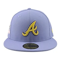Atlanta Braves Lavender Atlanta-Fulton Park Patch Gray UV New Era 59FIFTY Fitted Hat
