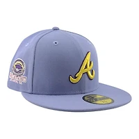 Atlanta Braves Lavender Atlanta-Fulton Park Patch Gray UV New Era 59FIFTY Fitted Hat