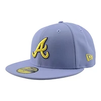 Atlanta Braves Lavender Atlanta-Fulton Park Patch Gray UV New Era 59FIFTY Fitted Hat