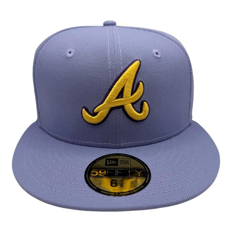 Atlanta Braves Lavender Atlanta-Fulton Park Patch Gray UV New Era 59FIFTY Fitted Hat