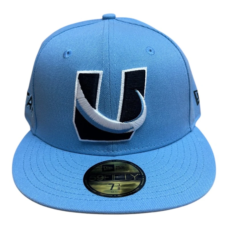 UTAH Mammoth Mountain Blue "U" Tusk Logo Patch Gray UV New Era 59FIFTY Fitted Hat