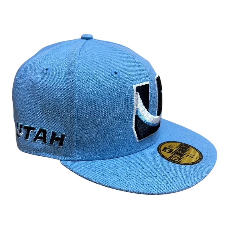 UTAH Mammoth Mountain Blue "U" Tusk Logo Patch Gray UV New Era 59FIFTY Fitted Hat