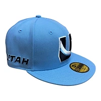 UTAH Mammoth Mountain Blue "U" Tusk Logo Patch Gray UV New Era 59FIFTY Fitted Hat