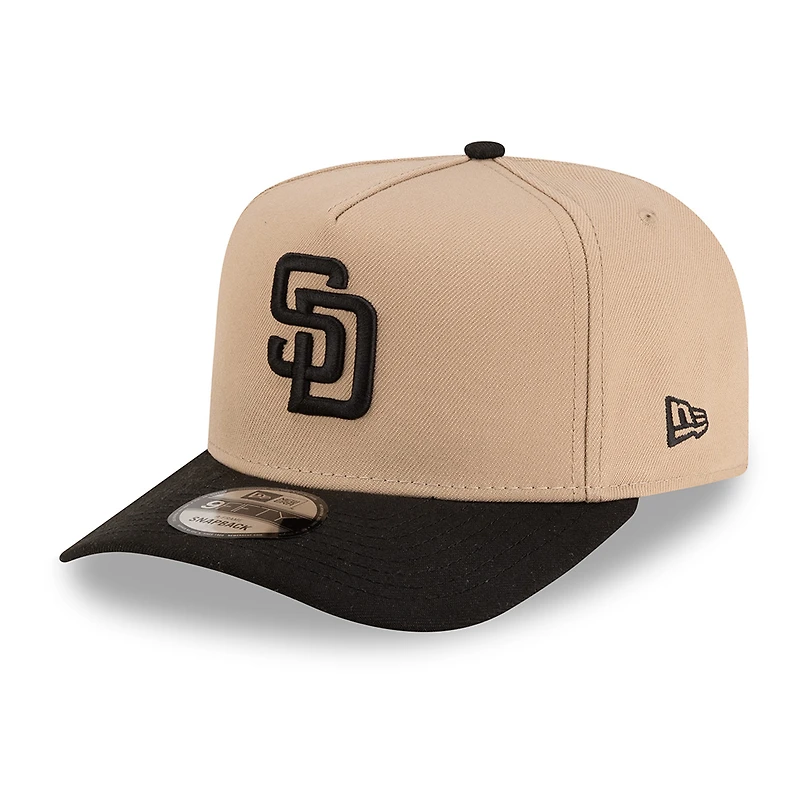 San Diego Padres Camel Brown and Black with Red Rose Side Patch New Era 9FIFTY A-Frame Snapback Hat