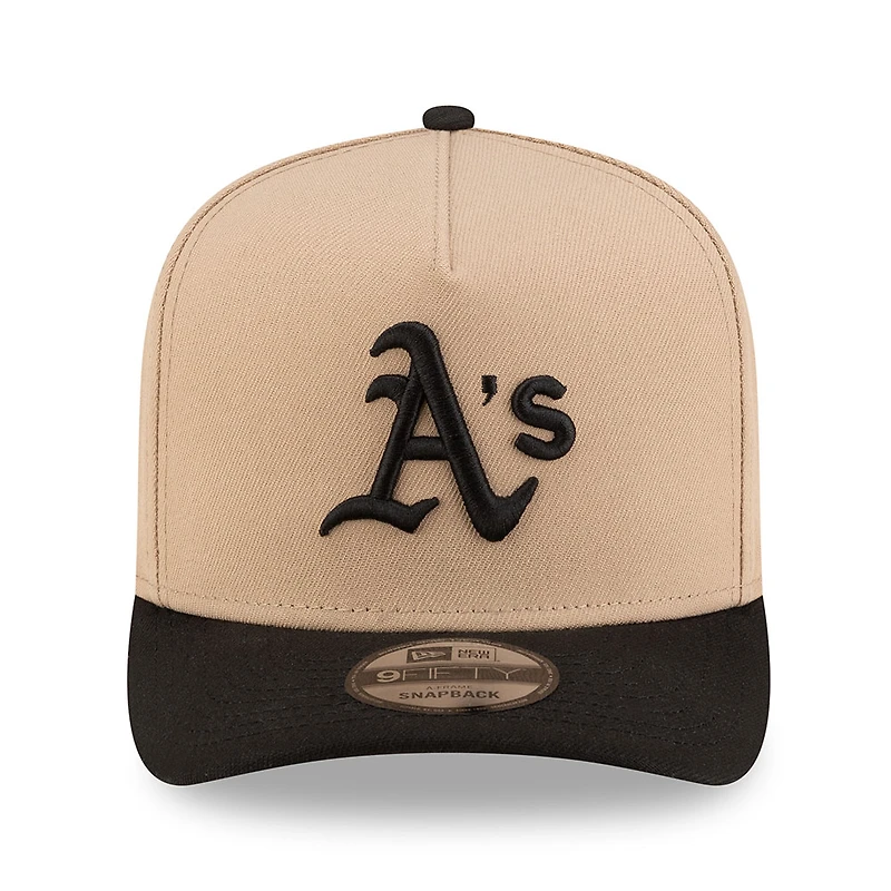 Oakland Athletics Camel Brown and Black with Red Rose Side Patch New Era 9FIFTY A-Frame Snapback Hat