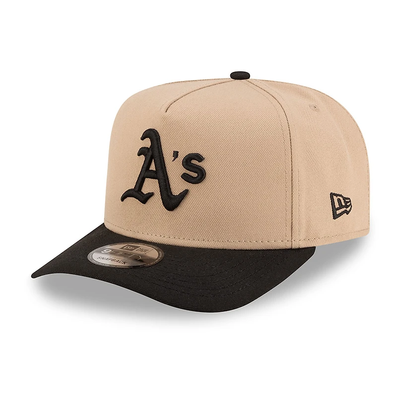 Oakland Athletics Camel Brown and Black with Red Rose Side Patch New Era 9FIFTY A-Frame Snapback Hat
