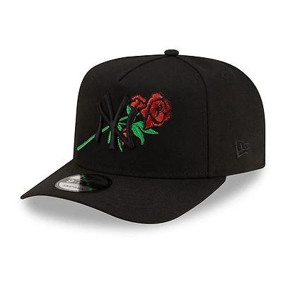 New York Yankees All Black with Rose Logo New Era 9FIFTY A-Frame Snapback Hat