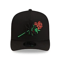 New York Yankees All Black with Rose Logo New Era 9FIFTY A-Frame Snapback Hat
