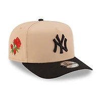 New York Yankees Camel Brown and Black Red Rose Side Patch New Era 9FIFTY A-Frame Snapback Hat